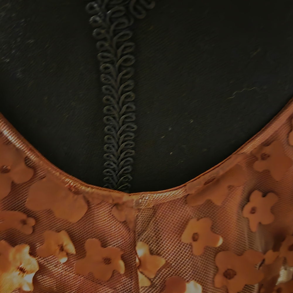 Eva Franco Textured Floral Halter Top - Rust - Picture 8 of 9